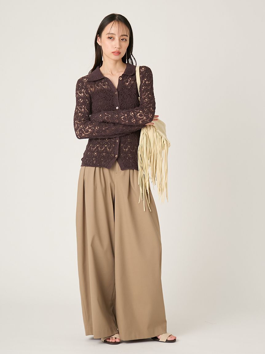 FRAY I.D「デザインタックワイドバギースラックス／ウォッシャブル」|チノ|