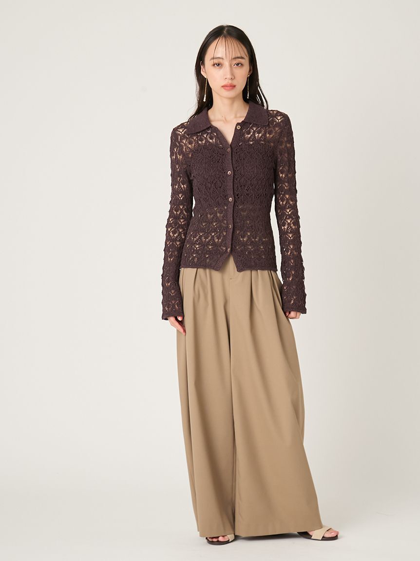 FRAY I.D「デザインタックワイドバギースラックス／ウォッシャブル」|チノ|