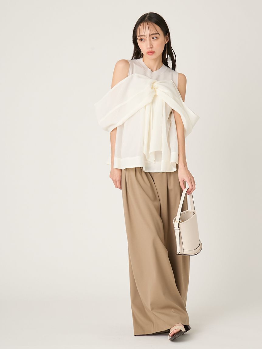 FRAY I.D「デザインタックワイドバギースラックス／ウォッシャブル」|チノ|