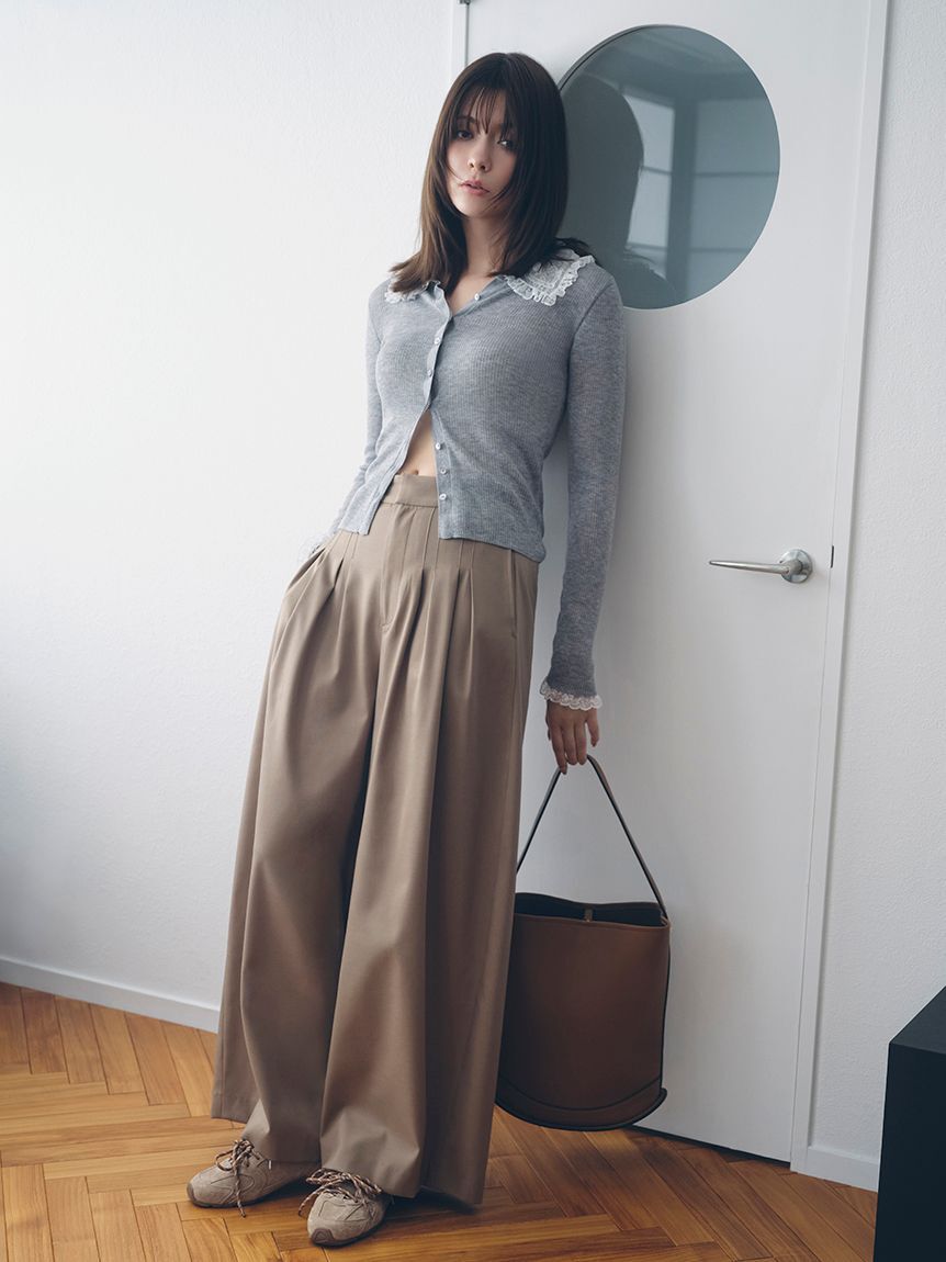 FRAY I.D「デザインタックワイドバギースラックス／ウォッシャブル」|チノ|BEG