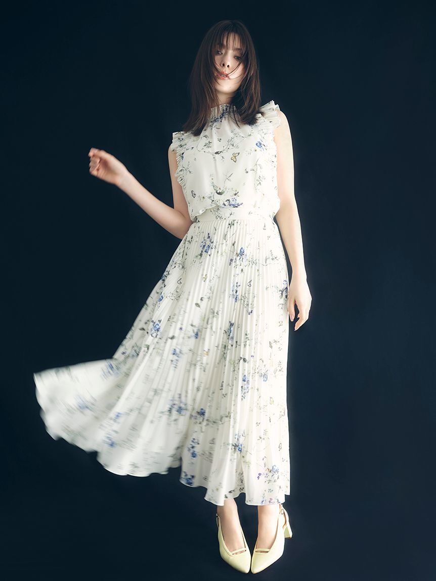 FRAY I.D「フラワープリントプリーツスカート」|スカート|