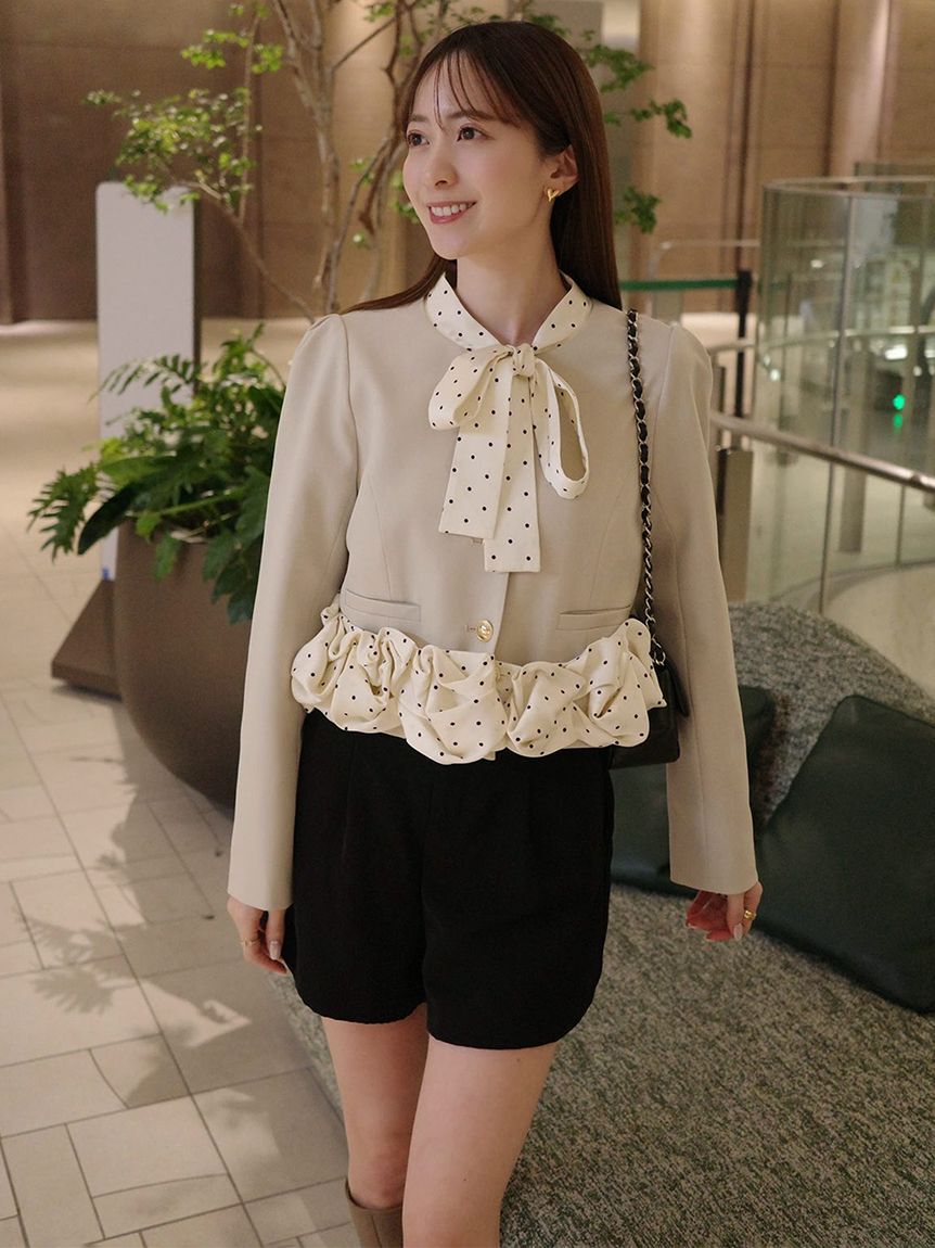 LILY BROWN「【限定カラー】3wayバブルヘムボウタイジャケット」|ノーカラージャケット|