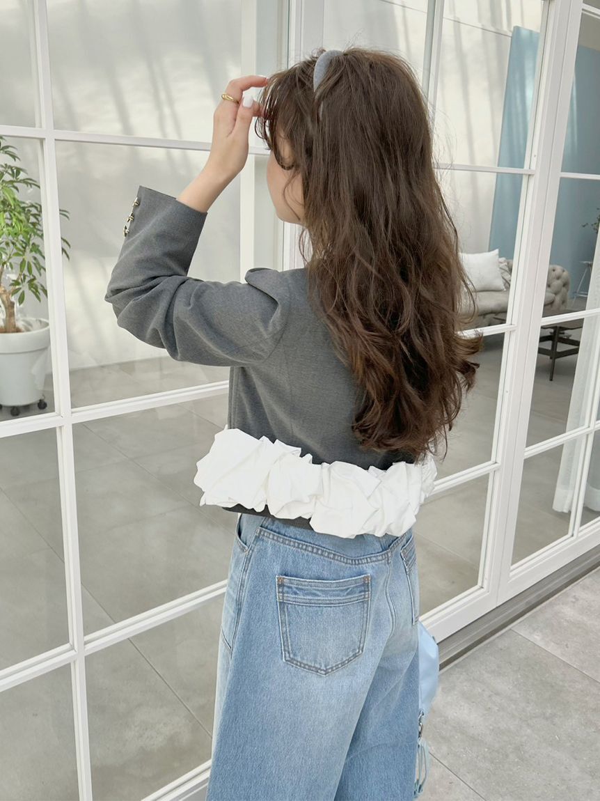 LILY BROWN「【限定カラー】3wayバブルヘムボウタイジャケット」|ノーカラージャケット|