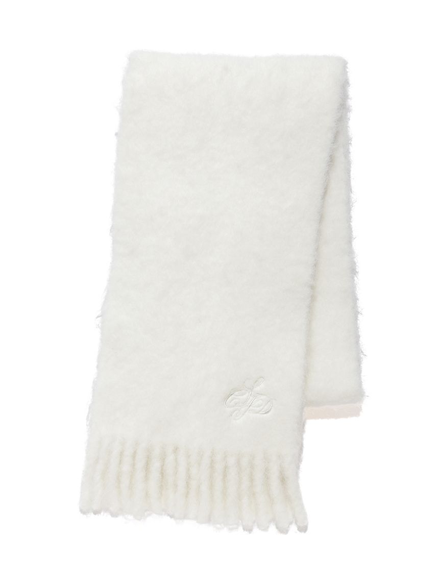 CELFORD「カリグラフィーロゴ刺繍ポイントシャギーストール」|マフラー|WHT