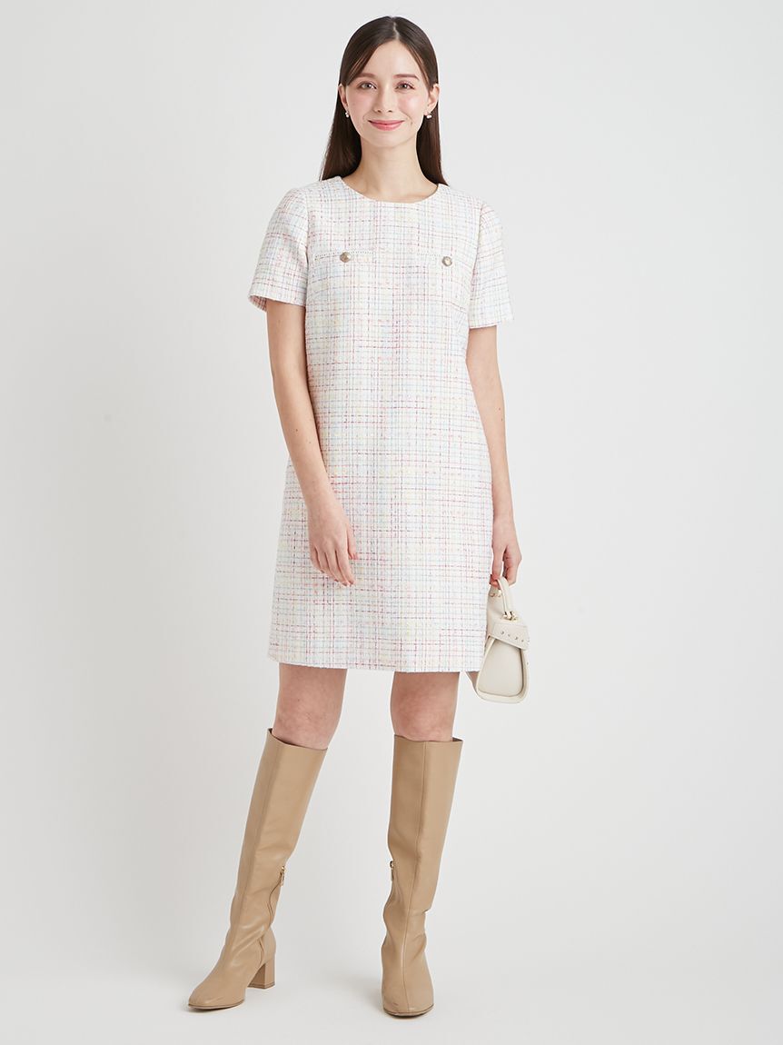 CELFORD「【セットアップ対応】ハーフスリーブツイードミニワンピース」|ワンピース|