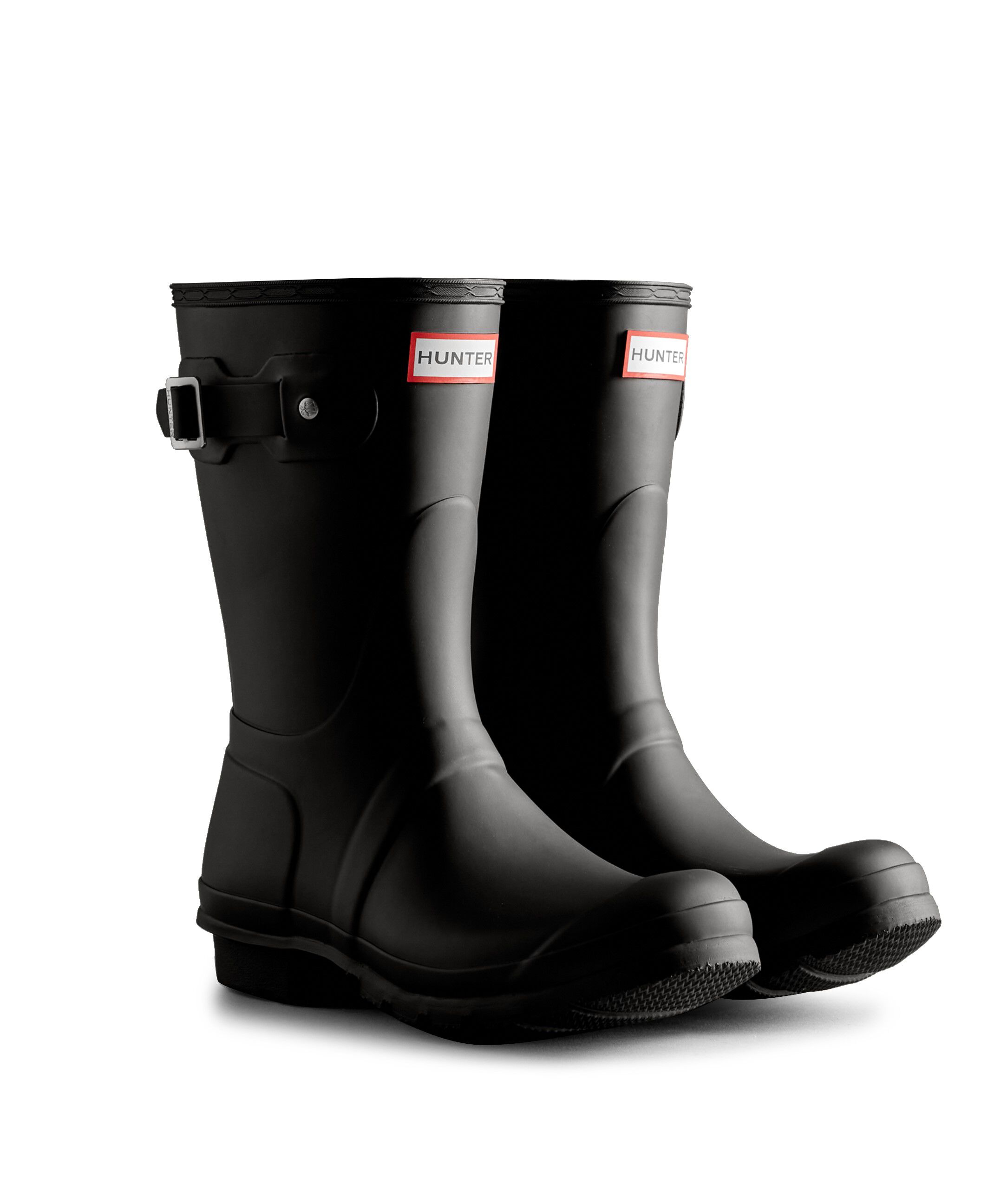 HUNTER「レディース オリジナル ショート ハンター トリ カラー ロゴ バックストラップ ブーツ」|レインシューズ|