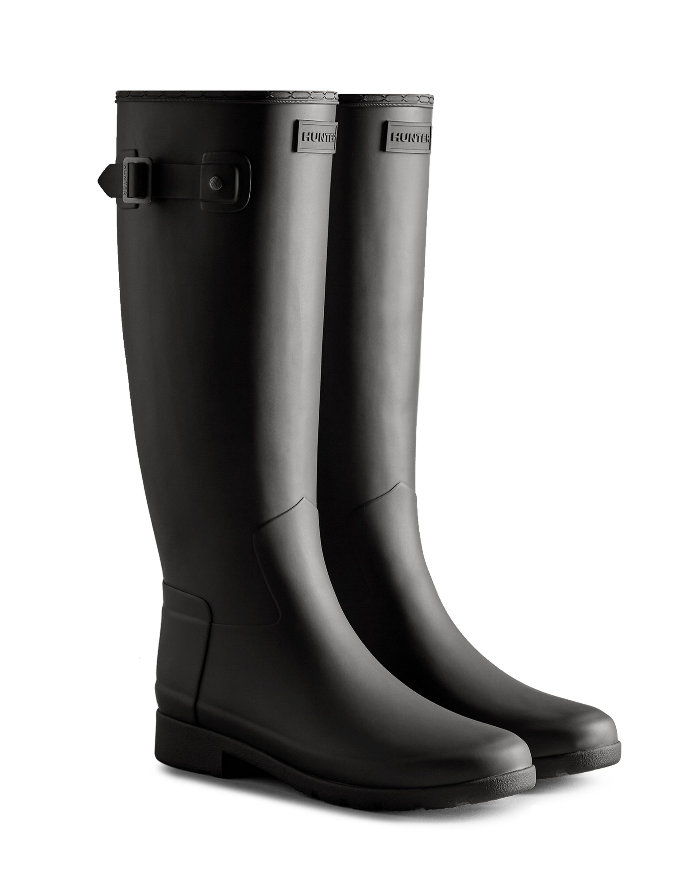 HUNTER「レディース レファインド トール トリ ストライプ バックストラップ ブーツ」|ロングブーツ|