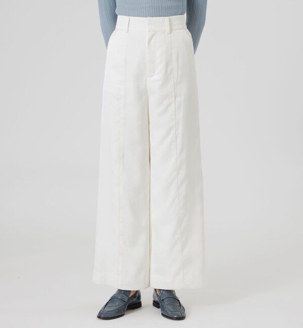  「ラインワイドパンツ」|スラックス|ホワイト