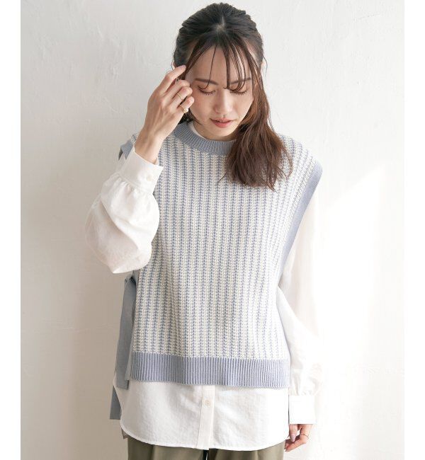 ikka「サイドリボンニットベスト」|ニット・セーター|
