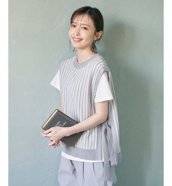 ikka「サイドリボンニットベスト」|ニット・セーター|