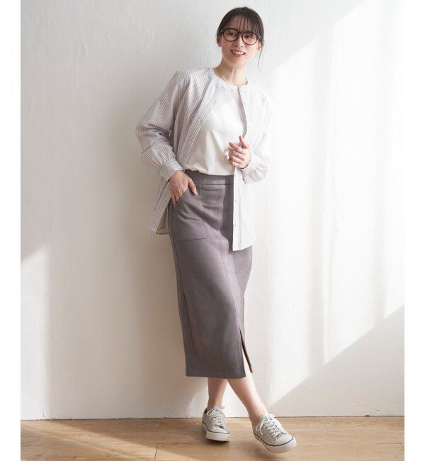 ikka「カットスエードタイトスカート」|スカート|