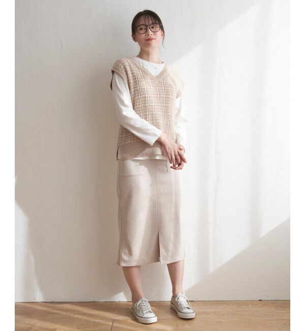 ikka「カットスエードタイトスカート」|スカート|