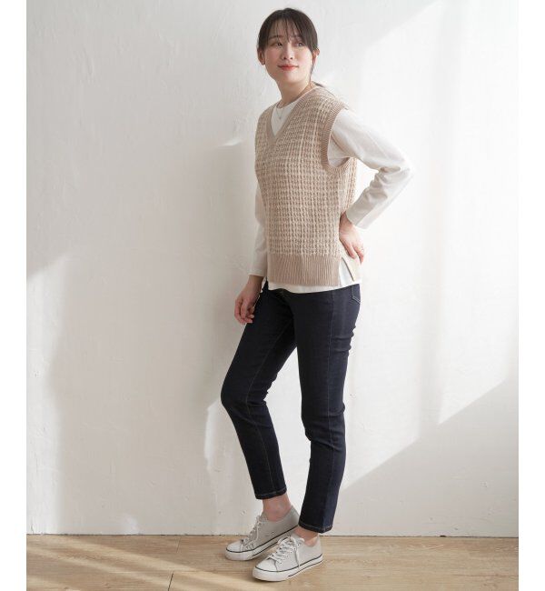 ikka「【2点セット】ブークレMIXニットベストアンサンブル」|ニット・セーター|