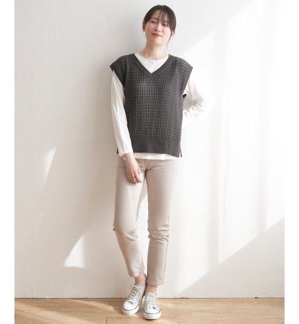 ikka「【2点セット】ブークレMIXニットベストアンサンブル」|ニット・セーター|