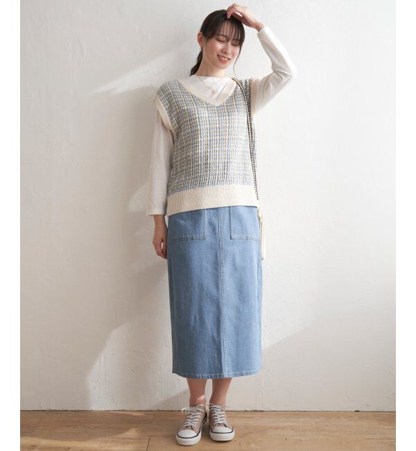 ikka「【2点セット】ブークレMIXニットベストアンサンブル」|ニット・セーター|