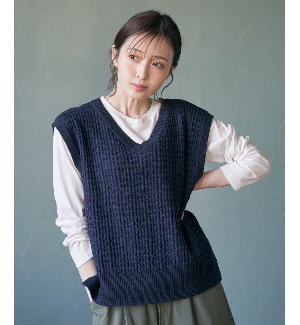 ikka「【2点セット】ブークレMIXニットベストアンサンブル」|ニット・セーター|