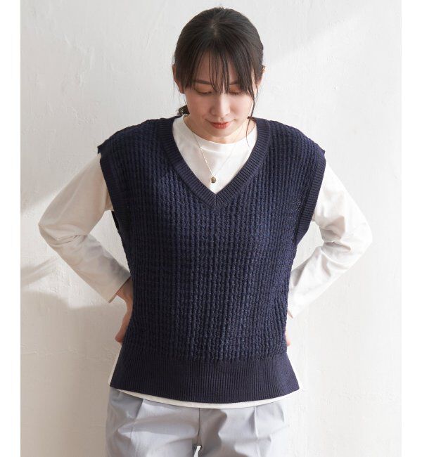 ikka「【2点セット】ブークレMIXニットベストアンサンブル」|ニット・セーター|