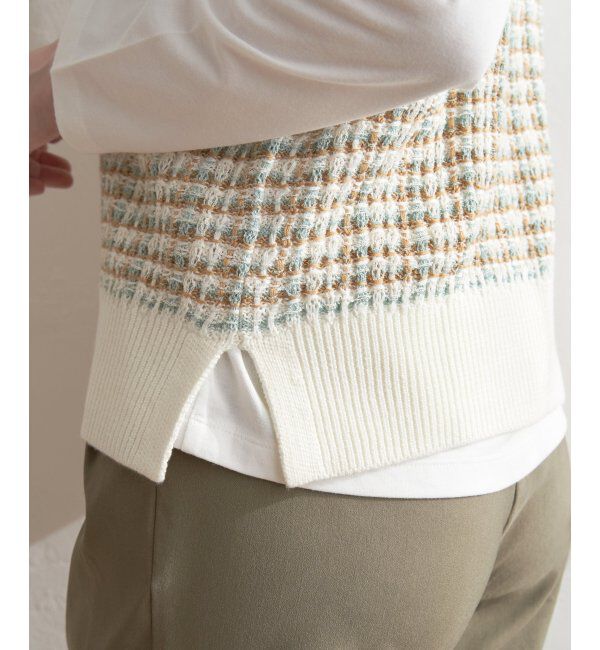 ikka「【2点セット】ブークレMIXニットベストアンサンブル」|ニット・セーター|
