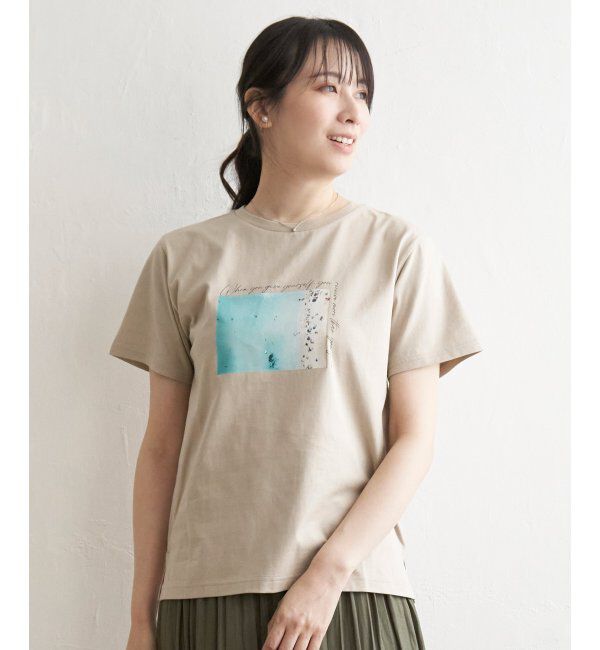 ikka「ロゴフォトプリントT」|Tシャツ・カットソー|ベージュ