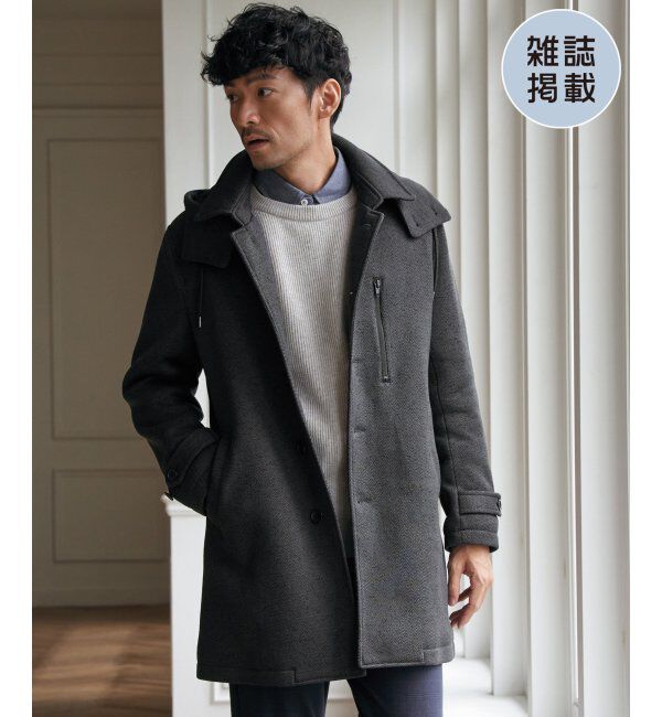 IKKA LOUNGE「ウールライクニットステンカラーコート」|その他|チャコール