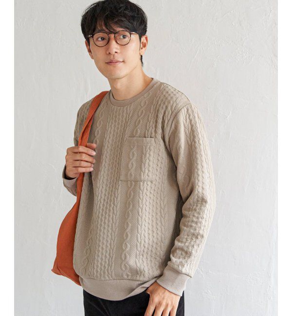 ikka「フクレジャカードクルーネックプルオーバー」|パーカー|ベージュ
