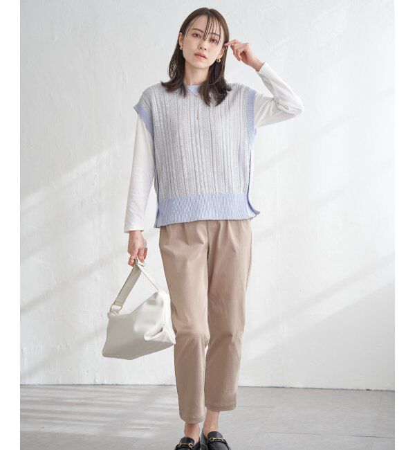 ikka「【雑誌InRed4月号掲載】【2点セット／親子おそろい】サイドボタンニットベストアンサンブル」|ニット・セーター|