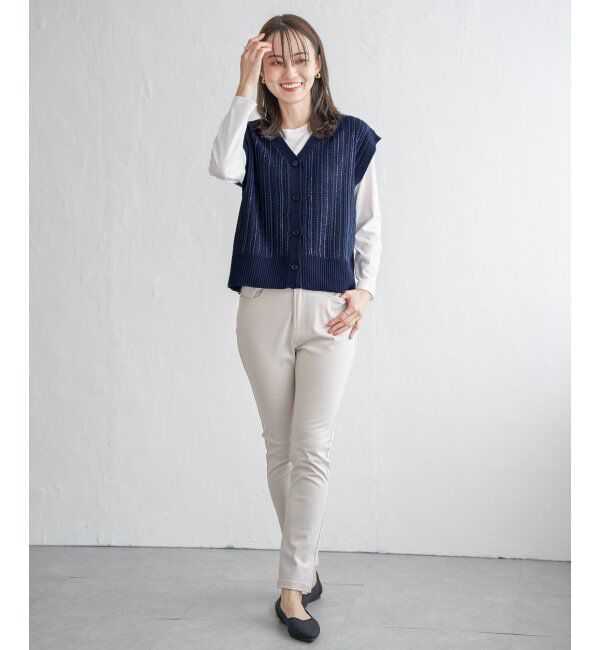 ikka「【雑誌InRed4月号掲載】【2点セット／親子おそろい】サイドボタンニットベストアンサンブル」|ニット・セーター|