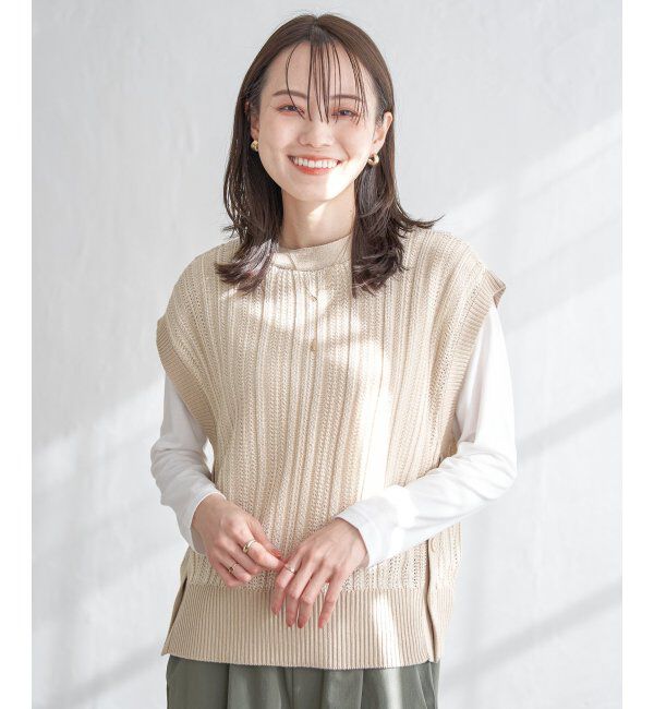 ikka「【雑誌InRed4月号掲載】【2点セット／親子おそろい】サイドボタンニットベストアンサンブル」|ニット・セーター|