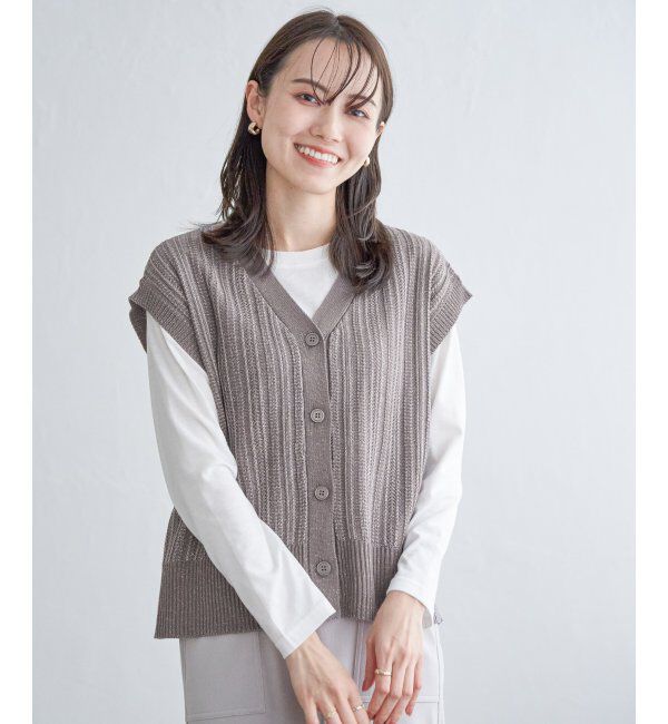 ikka「【雑誌InRed4月号掲載】【2点セット／親子おそろい】サイドボタンニットベストアンサンブル」|ニット・セーター|