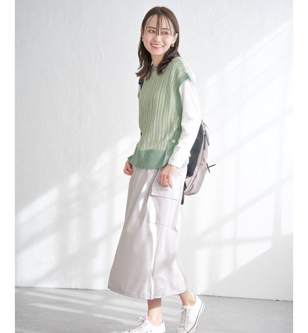 ikka「【雑誌InRed4月号掲載】【2点セット／親子おそろい】サイドボタンニットベストアンサンブル」|ニット・セーター|