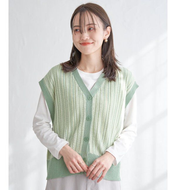 ikka「【雑誌InRed4月号掲載】【2点セット／親子おそろい】サイドボタンニットベストアンサンブル」|ニット・セーター|