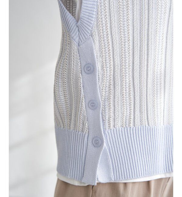 ikka「【雑誌InRed4月号掲載】【2点セット／親子おそろい】サイドボタンニットベストアンサンブル」|ニット・セーター|