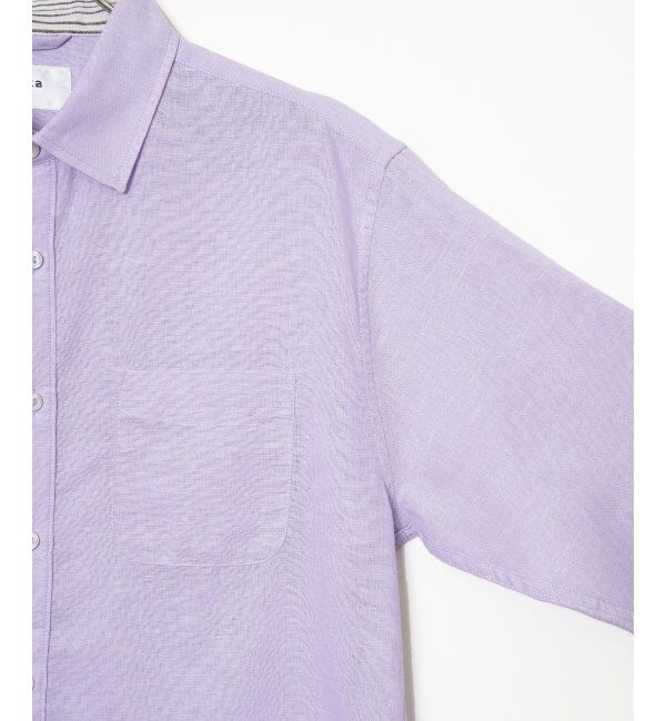 ikka「【吸水速乾】7分イージーケアリネン無地シャツ」|シャツ・ブラウス|