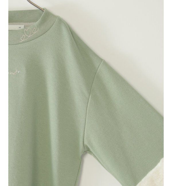 ikka kids「袖ファー刺繍ラインストーンプルオーバー（120~160cm）」|Tシャツ・カットソー|