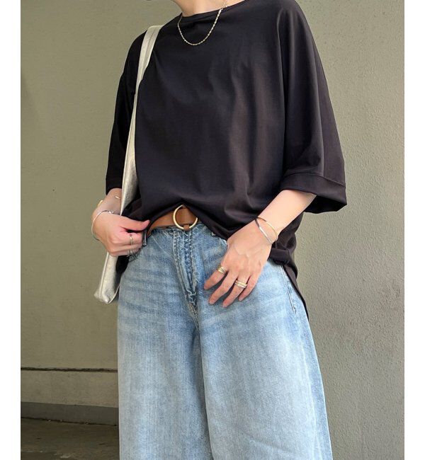 Lbc with Life「シルケット裾ラウンド袖切り替えTシャツ」|Tシャツ・カットソー|ブラック