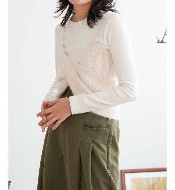 VENCE share style「ツイストニットビスチェ」|タンクトップ|オフホワイト