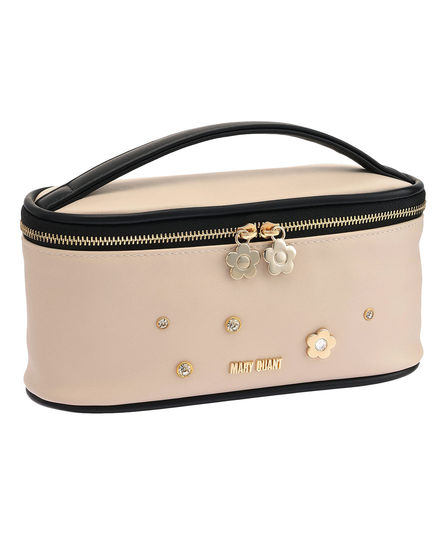 MARY QUANT「メタルビジュー ミニバニティ」|ポーチ|ベージュ