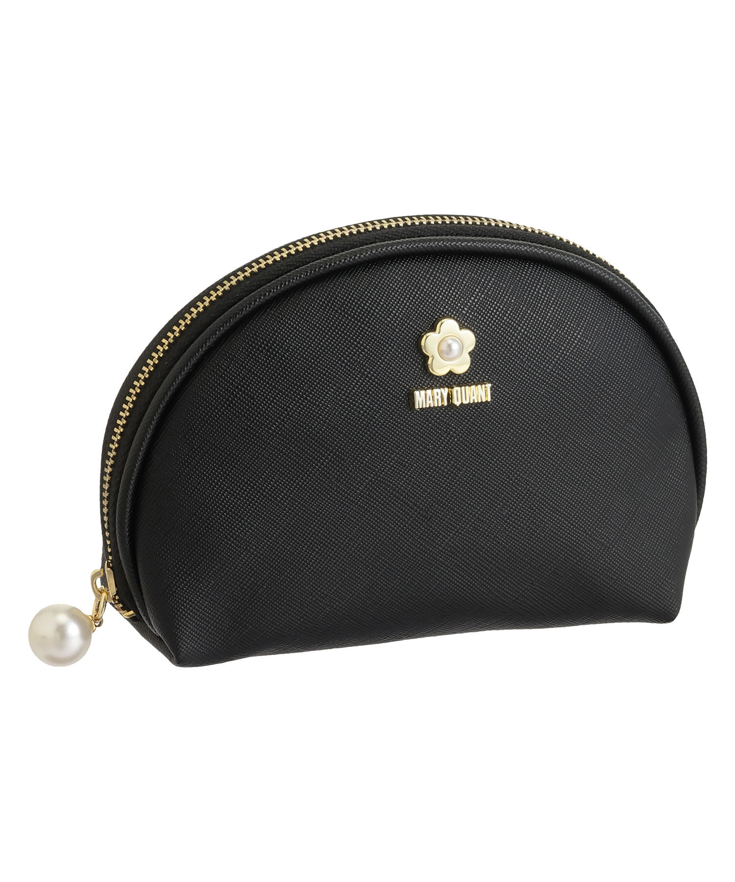 MARY QUANT「サフィアーノパール ラウンドポーチ」|ポーチ|ブラック