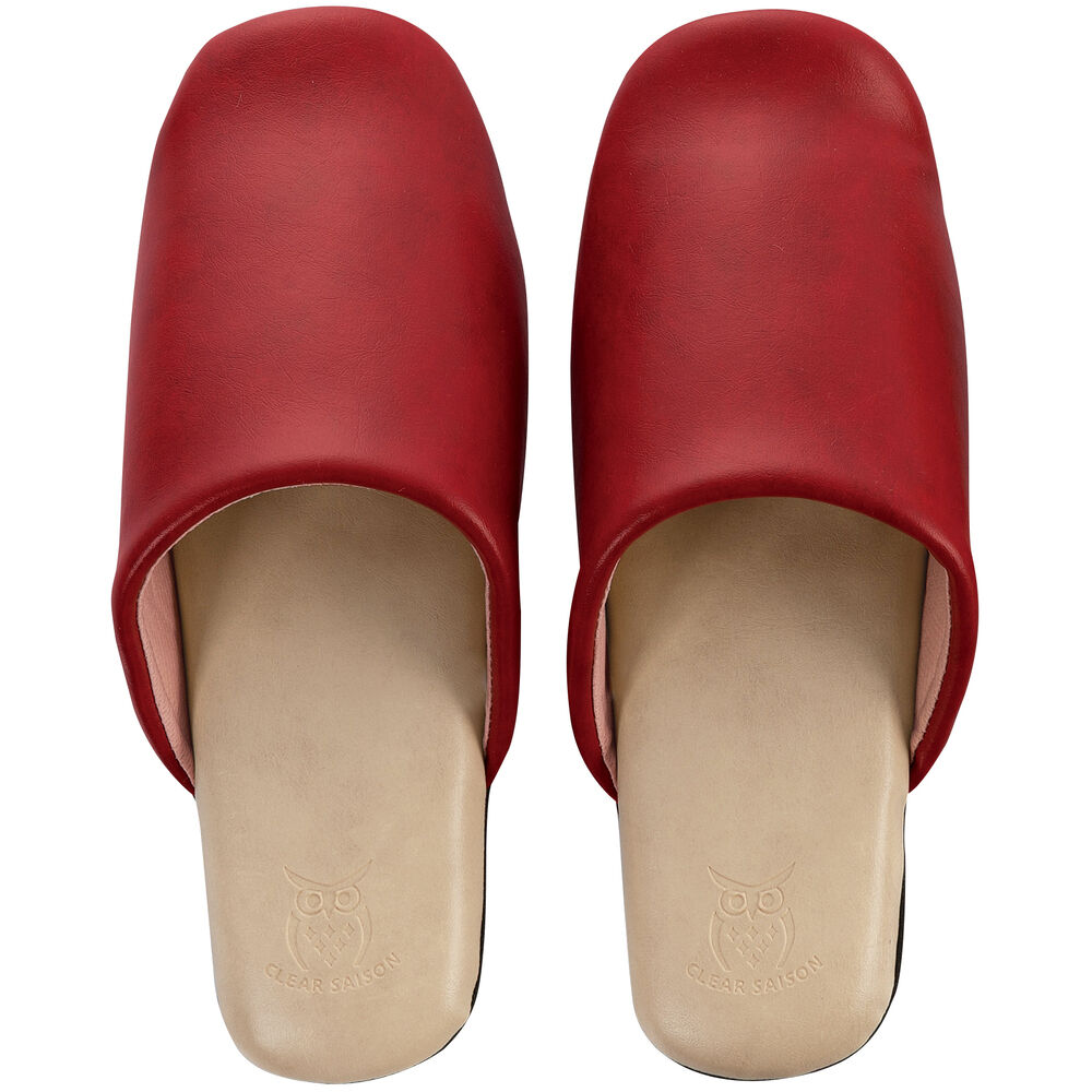 BACKYARD FAMILY「クリアセゾン CLEARSAISON スリッパ 拭ける 通販 アルコール アルコール消毒 L 合皮」|ルームシューズ|レッド1