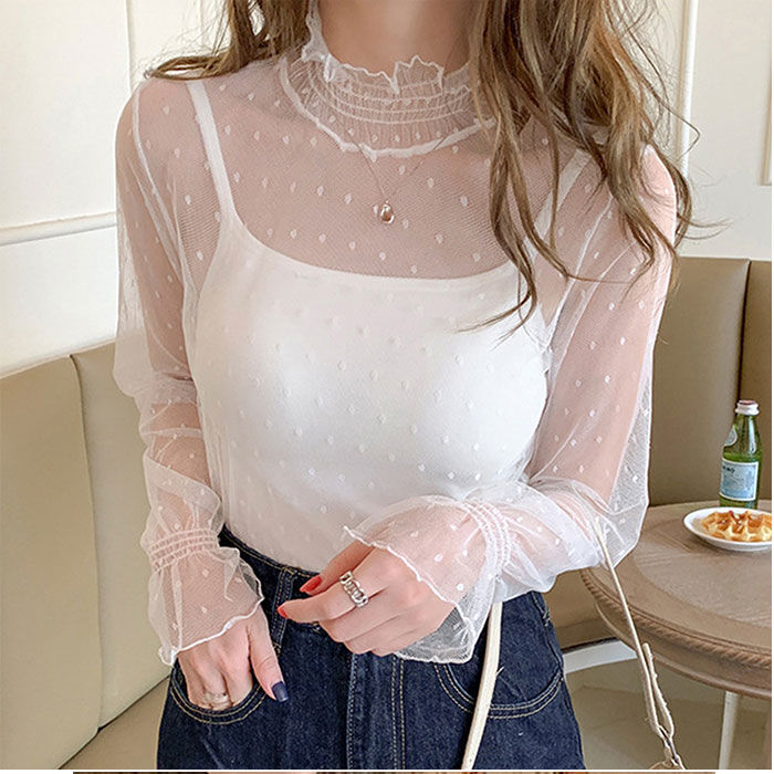 BACKYARD FAMILY「シアートップス 長袖 通販 シアー カットソー シアーブラウス チュールブラウス チュール」|シャツ・ブラウス|