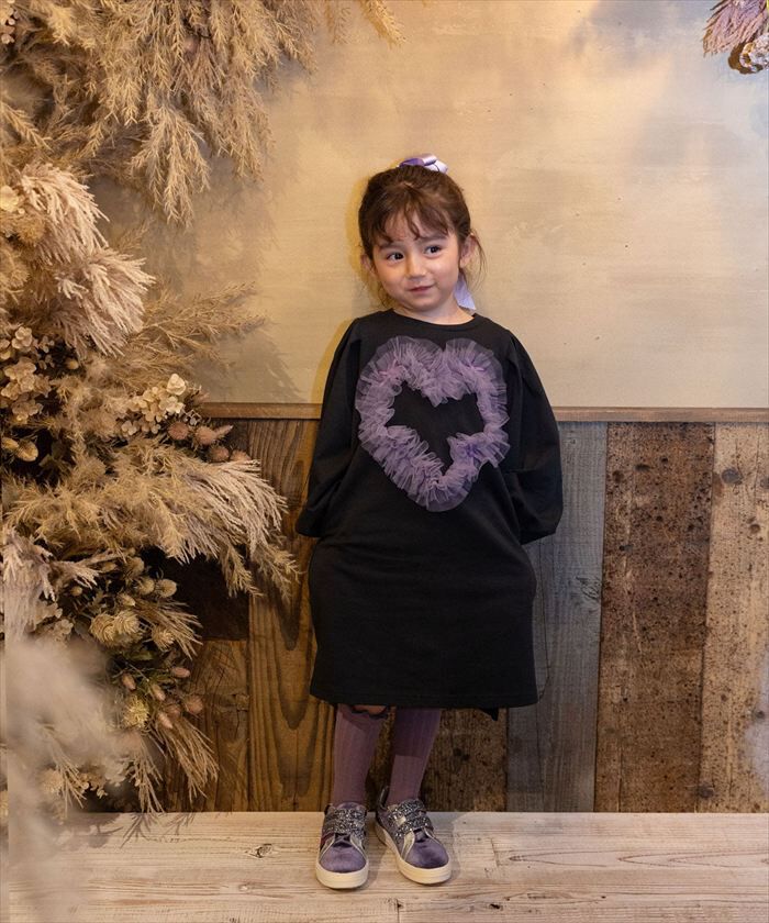 BACKYARD FAMILY「Rora ワンピース 通販 ムラサキ ハートワンピース 子供服 キッズワンピース 長袖 カジュアル」|その他|