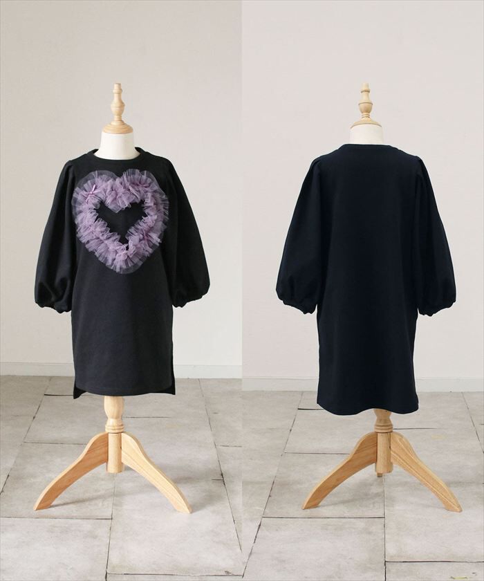 BACKYARD FAMILY「Rora ワンピース 通販 ムラサキ ハートワンピース 子供服 キッズワンピース 長袖 カジュアル」|その他|