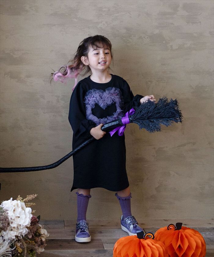 BACKYARD FAMILY「Rora ワンピース 通販 ムラサキ ハートワンピース 子供服 キッズワンピース 長袖 カジュアル」|その他|