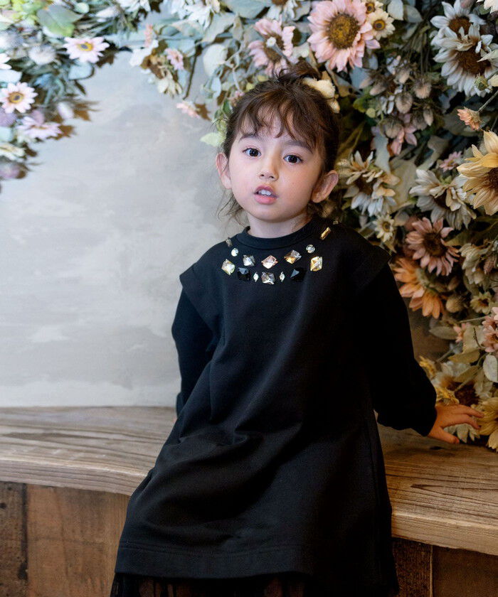 BACKYARD FAMILY「Rora ワンピース 通販 ダリア ストーンワンピース 子供服 キッズワンピース 長袖 カジュアル」|その他|