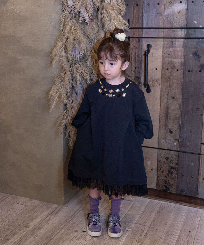 BACKYARD FAMILY「Rora ワンピース 通販 ダリア ストーンワンピース 子供服 キッズワンピース 長袖 カジュアル」|その他|