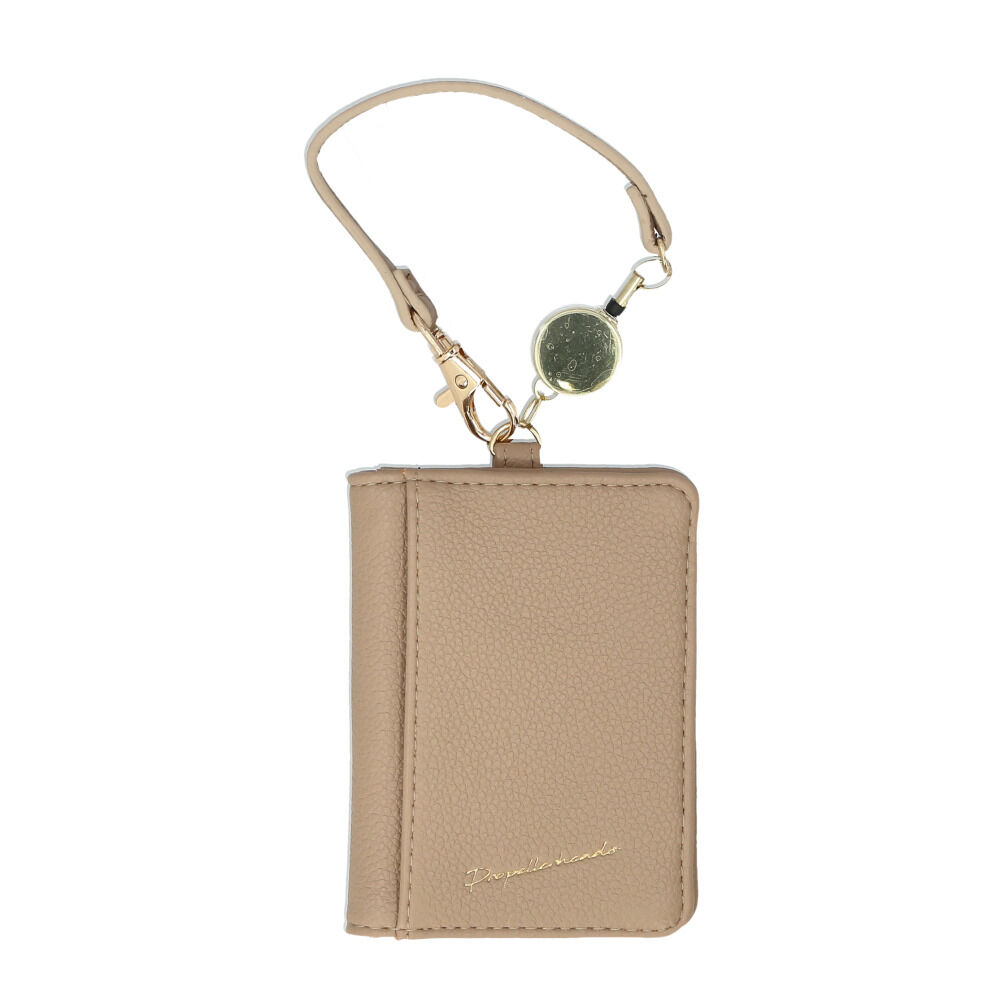 BACKYARD FAMILY「二つ折りパスケース 通販 定期入れ パスケース リール付き icカード ケース 2つ折りパスケース」|定期入れ|ベージュ1