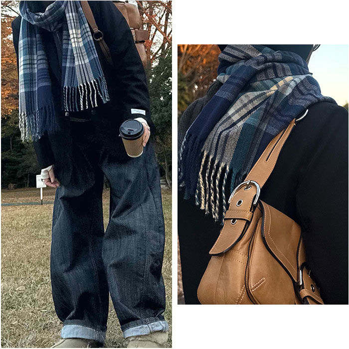 BACKYARD FAMILY「マフラー レディース 大きめ 柔らかい 通販 ストール 大判 大判ストール チェック柄」|ストール|