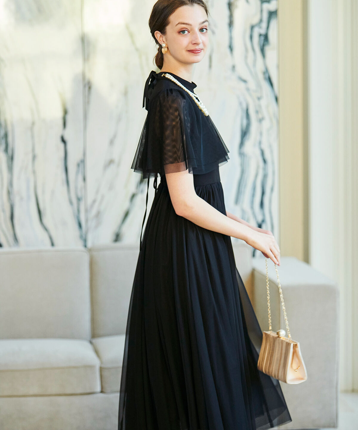 アンドクチュール「チュールオーバーレースドレス」|ドレス|