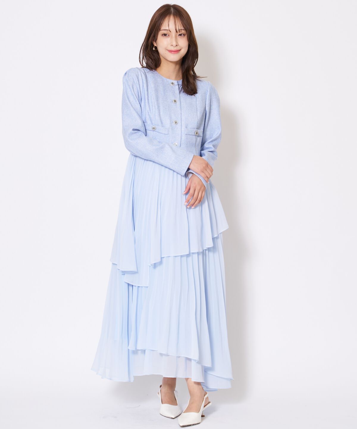 アンドクチュール「ツイードジャケットドッキングワンピース」|ワンピース|