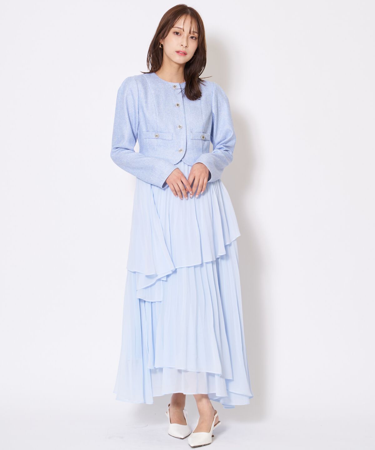 アンドクチュール「ツイードジャケットドッキングワンピース」|ワンピース|